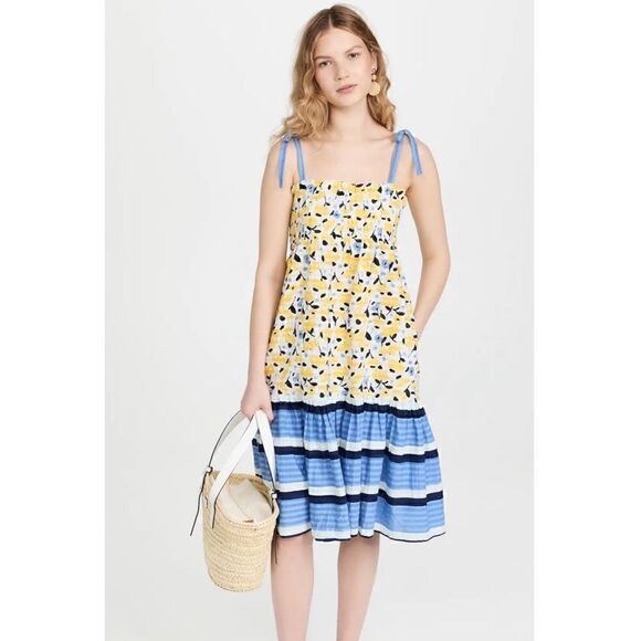 Tanya Taylor Dresses & Skirts - Tanya Taylor Leandra Cotton Tie Shoulder Beach Midi Dress
